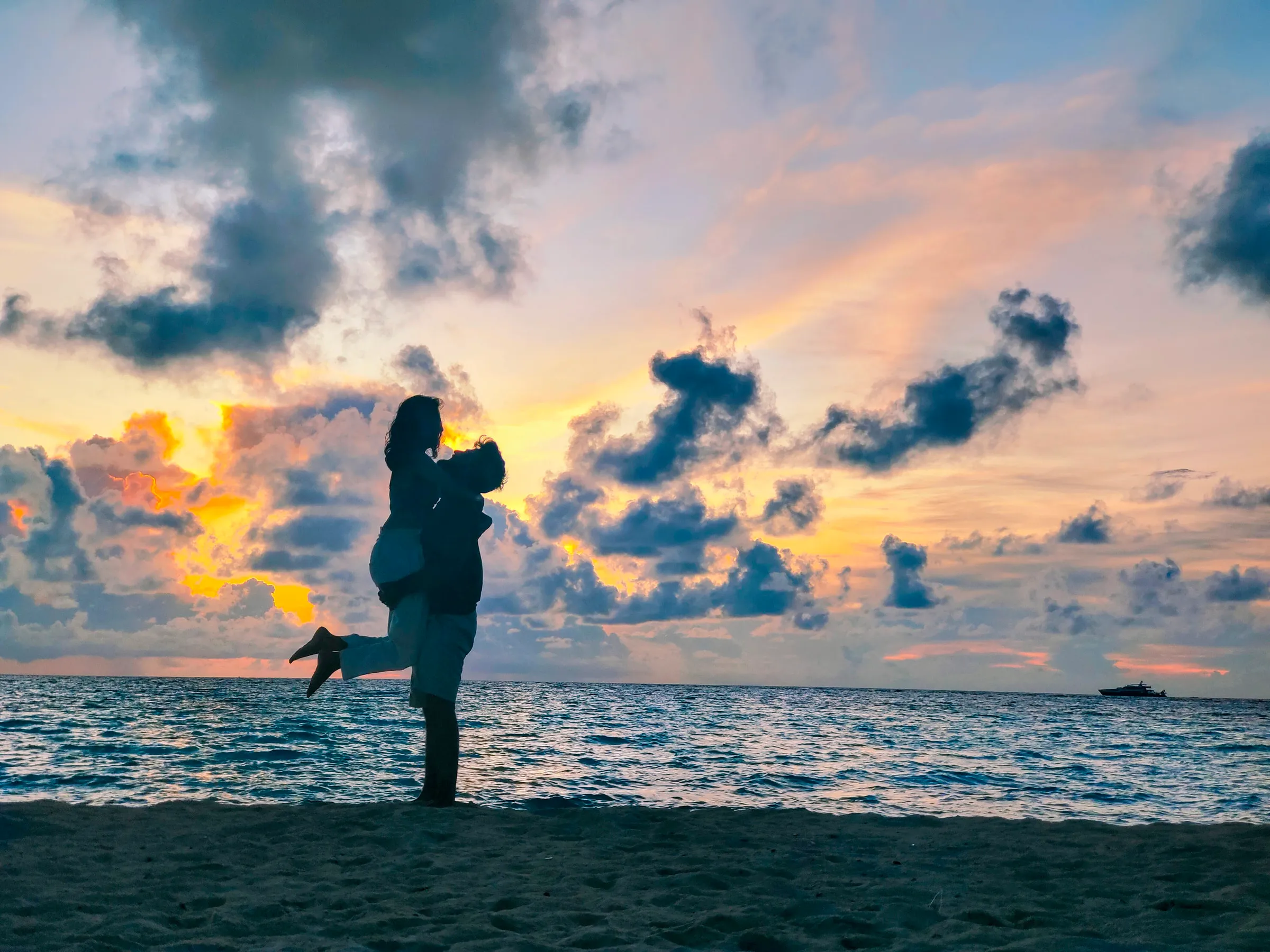 The two of us on the beach at sunset on Keyodhoo